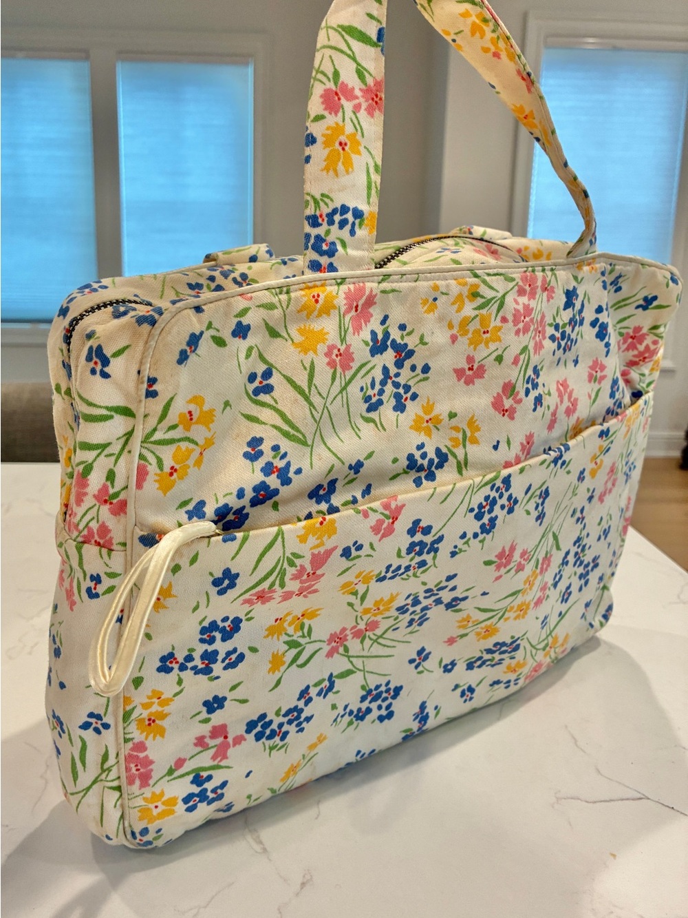 Rare D. Porthault Vintage 2002 Wildflower Beauty Case Travel Vanity Tote
